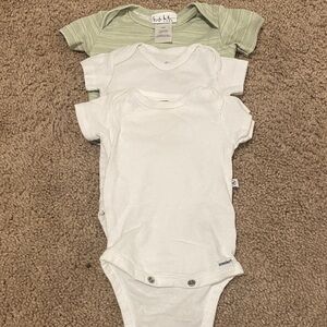 Green and White Baby Bodysuits